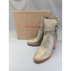Lucky Brand Women's Natesa High-Heel Bootie Ankle Boot, Taupe Size US 11M